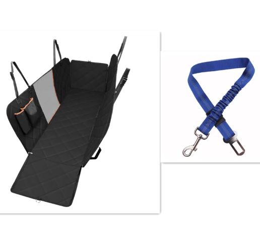 Pawden waterproof dog car seat cover and back-seat hammock with a seatbelt clip